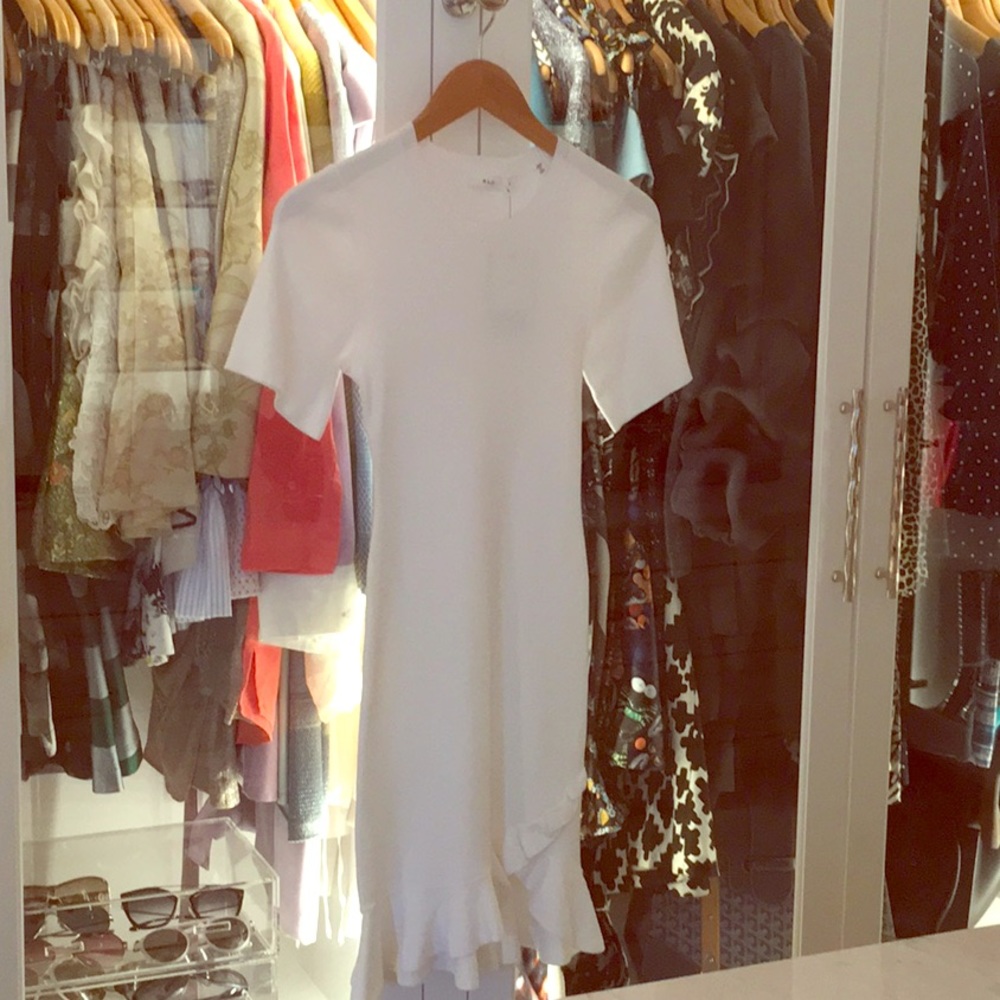 A.L.C. Tulum Ribbed Bodycon Dress w/ Ruffle Hem